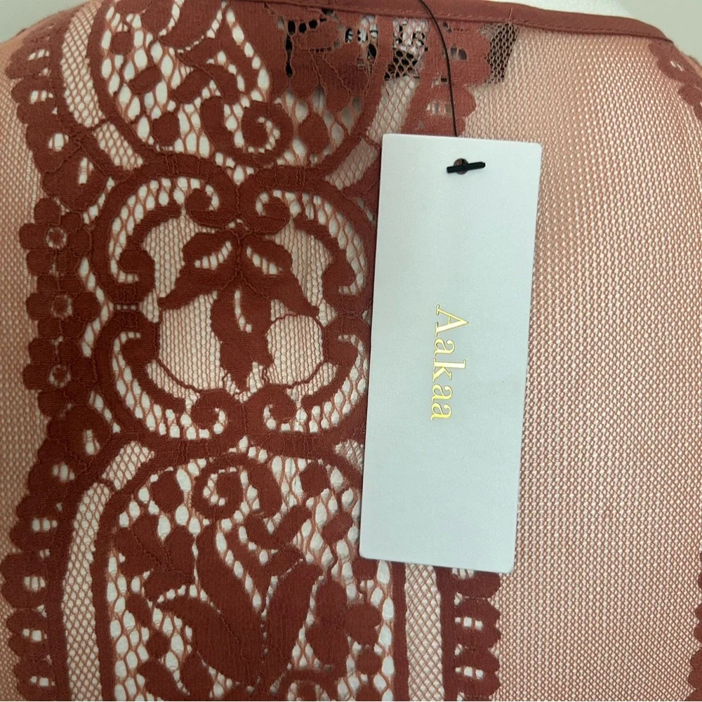 NEW! Aakaa Terracotta Lace Maxi Dress. Stunning lace design. Size Small. - Picture 8 of 11